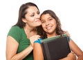 Proud Hispanic Mother & Daughter Ready for School Royalty Free Stock Photo