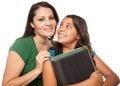 Proud Hispanic Mother & Daughter Ready for School Royalty Free Stock Photo