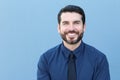 Proud Italian Businessman smiling in front of his office. He is a successful man with a lot of leadership Royalty Free Stock Photo