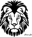 Proud male lion Proud lion face black and white illustration