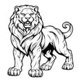 Proud lion standing sketch in heraldic style. hand drawn Royalty Free Stock Photo