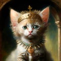 A proud little red kitten in a crown Royalty Free Stock Photo