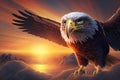 Proud majestic eagle flying through the sky