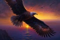 Proud majestic eagle flying through the sky Royalty Free Stock Photo