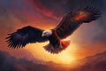 Proud majestic eagle flying through the sky Royalty Free Stock Photo