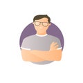 Proud, overproud man, flat gradient vector icon