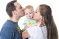 Proud Parents Holding Baby in the bedroom Royalty Free Stock Photo