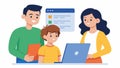 Proud parents looking on as their child confidently presents a website they created during the advanced coding workshop