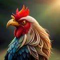 Proud rooster illustration - ai generated image