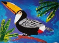 Proud toucan painted by child