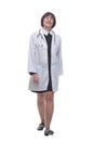 proud woman doctor striding forward. isolated on a white background. Royalty Free Stock Photo