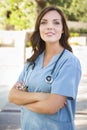 Proud Young Adult Woman Doctor or Nurse Portrait Outside Royalty Free Stock Photo