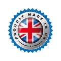 Proudly Made in UK flag button badge