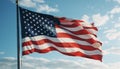 Proudly waving american flag in the wind, perfect capture for independence day celebration