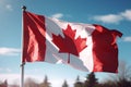 Proudly waving, Canadian flag gleams in brilliant jubilation