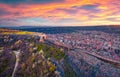 Provadia, Bulgaria - 16.04.2021. Captivating sunset on Ovech Fortress.