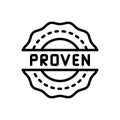 Black line icon for Proven, approve and certificate