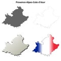 Provence-Alpes-Cote dAzur outline map set