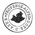 Provence-Alpes-CÃÂ´te d`Azur, France Map Postmark. A Silhouette Postal Passport. Stamp Round Vector Icon. Vintage Postage Designs.