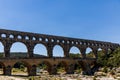 Pont du Gard (bridge across Gard) ancient Roman aqueduct across Gardon River in Provence France Royalty Free Stock Photo