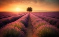 Lavender Field, Generative AI Royalty Free Stock Photo