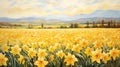 Provence Morning: A Vibrant And Lively Painting Of A Daffodil Field