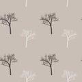 Provence style: seamless pattern in cute trees on burlap fond. Winter print for textile, fabric manufacturing, wallpaper, covers,