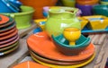 Provence traditional colored pottery sold at local street market