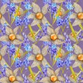 Provence Watercolor Pattern with Muskari and