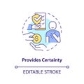 Provide certainty concept icon