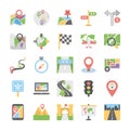Maps And Navigation Flat Vector Icons Set Royalty Free Stock Photo