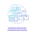 Provide inventory information online blue gradient concept icon