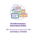 Provide inventory information online concept icon