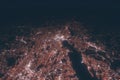 Providence aerial view at night. Top view on modern city with street lights