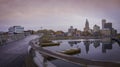 Providence Cityscape and Skyline at Twilight over the Pedestrian Park Boardwalk Royalty Free Stock Photo