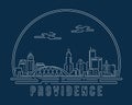 Providence - Cityscape with white abstract line corner curve modern style on dark blue background, building skyline city vector Royalty Free Stock Photo