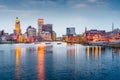 Providence, Rhode Island downtown cityscape viewed from above the Providence River