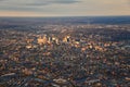 rovidence, Rhode Island, fall at sunset from Airplane, Aerial, Downtown USA city skyline
