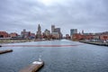 Providence rhode island skyline on a cloudy gloomy day Royalty Free Stock Photo