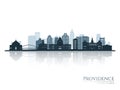 Providence skyline silhouette with reflection. Royalty Free Stock Photo