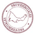 Providenciales round rubber stamp with island map.