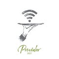 Provider, wi-fi, internet, network, access concept. Hand drawn isolated vector.