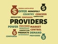 PROVIDERS - image with words associated with the topic MONOPOLY, word cloud, cube, letter, image, illustration Royalty Free Stock Photo