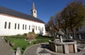 Square Santo Stefano, the church and the fountain, in Belluno Royalty Free Stock Photo