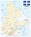 Province quebec road map with flag