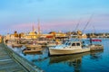 Provincetown, MA, USA - August 12 2017: Ships and boats in the Provincetown Marina during sunset