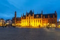 Provincial Court building on market square Grote markt at night, Bruges, Belgium Royalty Free Stock Photo