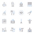 Provincial town line icons collection. Historic, Charming, Picturesque, Tranquil, Quaint, Authentic, Rustic vector and