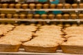 Proving dough of bran in basket. Private Bakery.