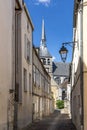 Street scene with old houses in the medieval town of Provins Royalty Free Stock Photo